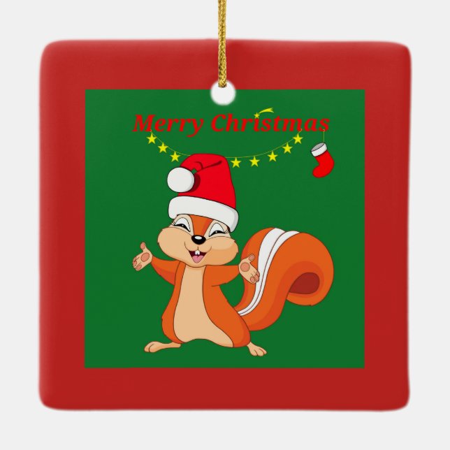 Fizzi at Christmas Ceramic Ornament (Back)