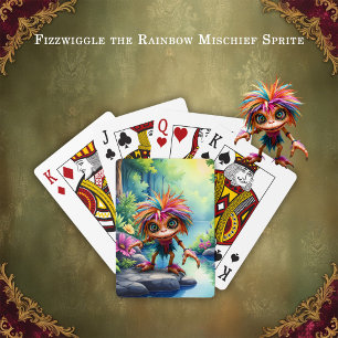 Fizzwiggle the Rainbow Mischief Sprite. Playing Cards