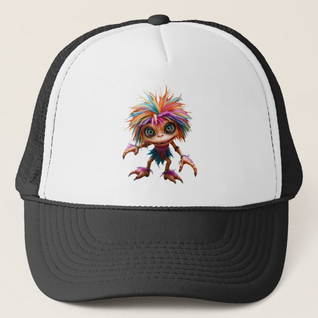 Fizzwiggle the Rainbow Mischief Sprite. Trucker Hat (Front)