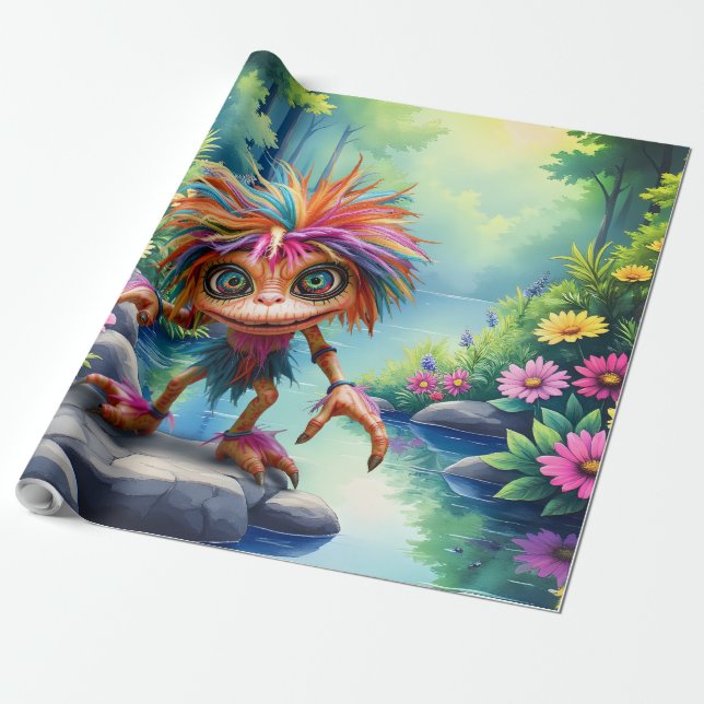 Fizzwiggle the Rainbow Mischief Sprite. Wrapping Paper (Unrolled)