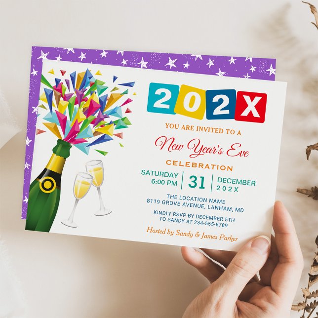 Fizzy Pop Cheers to New Year's Eve Party Invitation (Creator Uploaded)