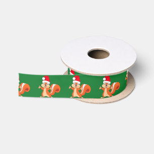 Fizzy the Playful Squirrel at Christmas Satin Ribbon