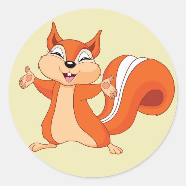 Fizzy the Playful Squirrel Classic Round Sticker (Front)