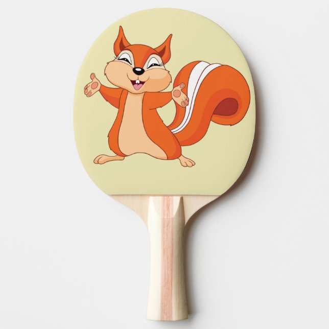 Fizzy the Playful Squirrel Ping Pong Paddle (Front)
