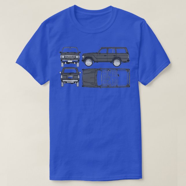 FJ60 Land Cruiser Blueprint  T-Shirt (Design Front)