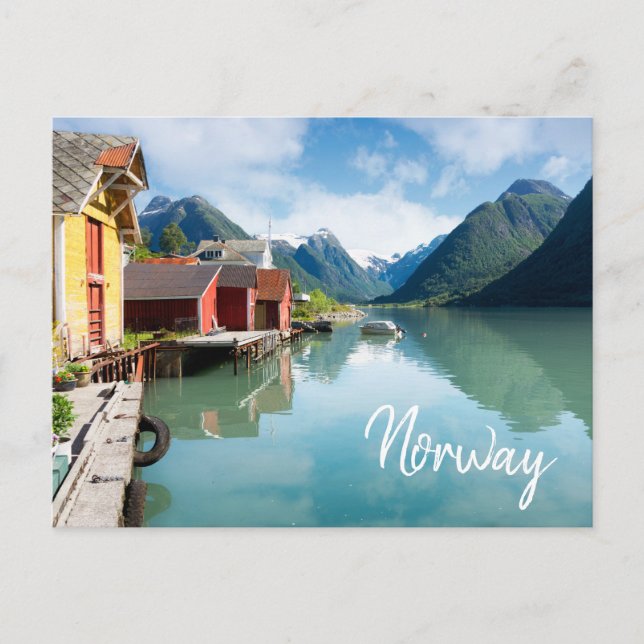Fjaerlandsfjord fjord landscape in Norway Postcard (Front)