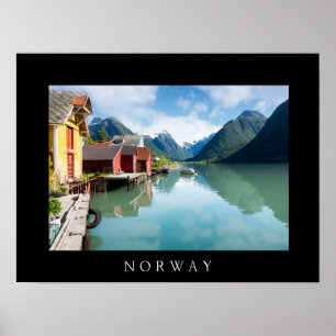 Fjaerlandsfjord fjord landscape in Norway Poster