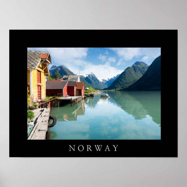 Fjaerlandsfjord fjord landscape in Norway Poster (Front)
