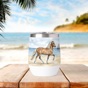 Fjara Icelandic Horse watercolor on the Beach