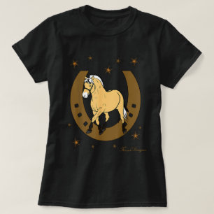 Fjord Horse Fjord Fjordi with Horseshoe Pony Fan T-Shirt
