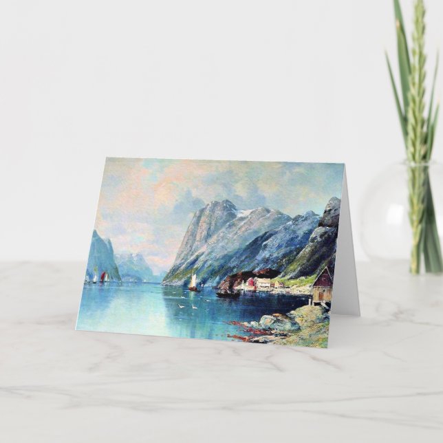 Fjord in Norway, fine art painting, Card (Front)