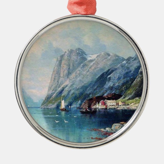 Fjord in Norway painting by Lev Lagorio Metal Ornament (Front)