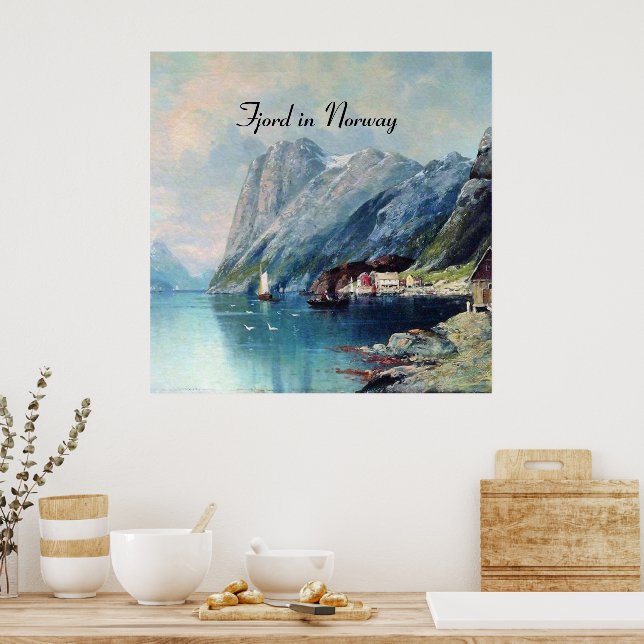 Fjord in Norway painting by Lev Lagorio Poster (Kitchen)