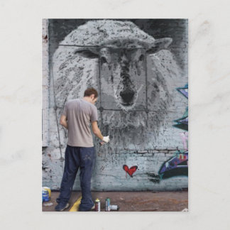 Fjun the sheep graffiti postcard