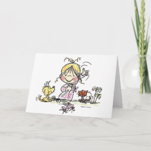 FL-001 Girl Waving Card