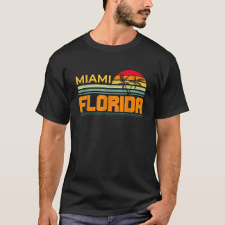 FL Tropical Summer Palm Trees Retro Miami Florida T-Shirt