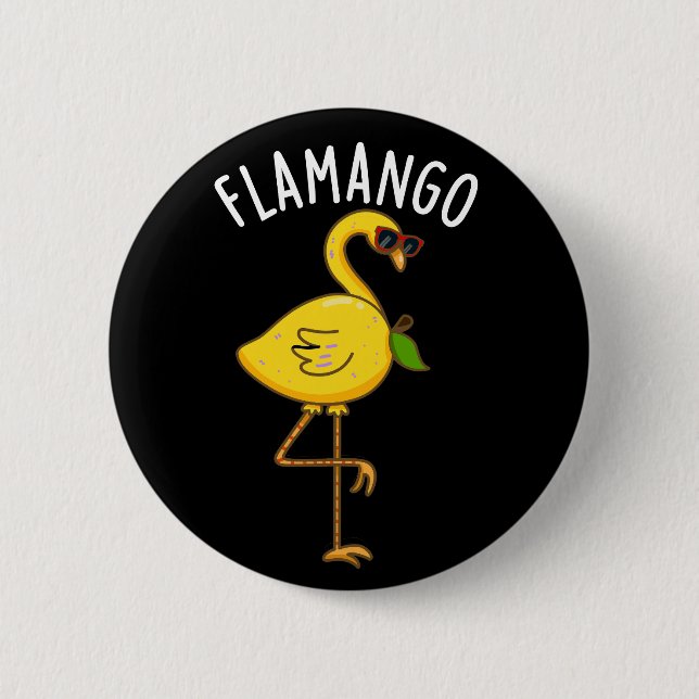 Fla-mango Funny Flamingo Pun Dark BG 6 Cm Round Badge (Front)