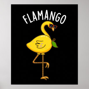 Fla-mango Funny Flamingo Pun Dark BG Poster