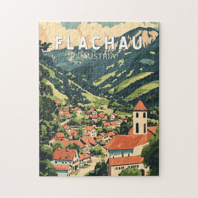 Flachau Austria Illustration Travel Art Vintage Jigsaw Puzzle (Vertical)