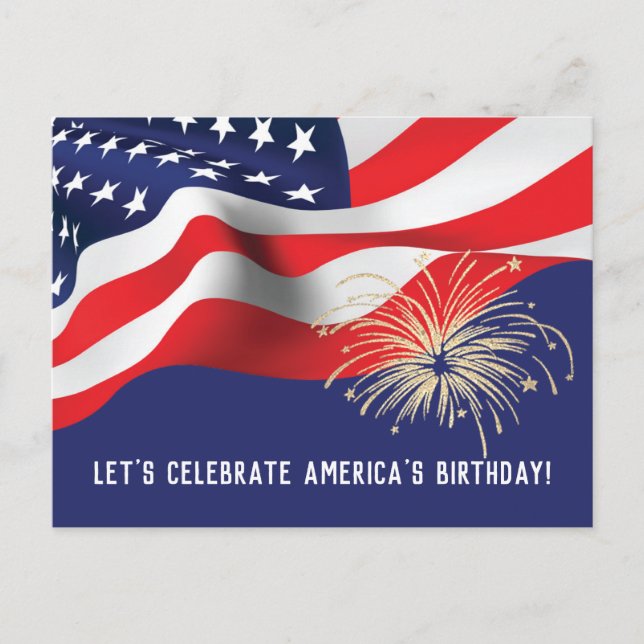 Flag 4th of July BBQ Party Invitation Postcard (Front)