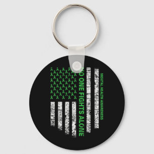 Flag Alone Mental Health Awareness No One Fights  Key Ring