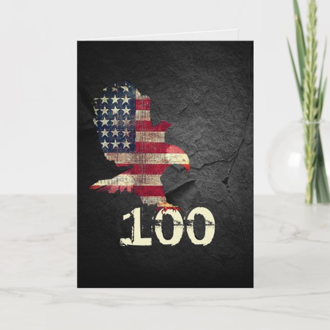 Flag and Bald Eagle for 100th Birthday Card (Front)