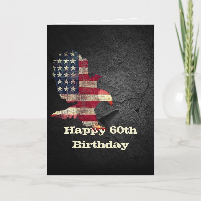 Flag and Bald Eagle for 60th Birthday Card (Front)