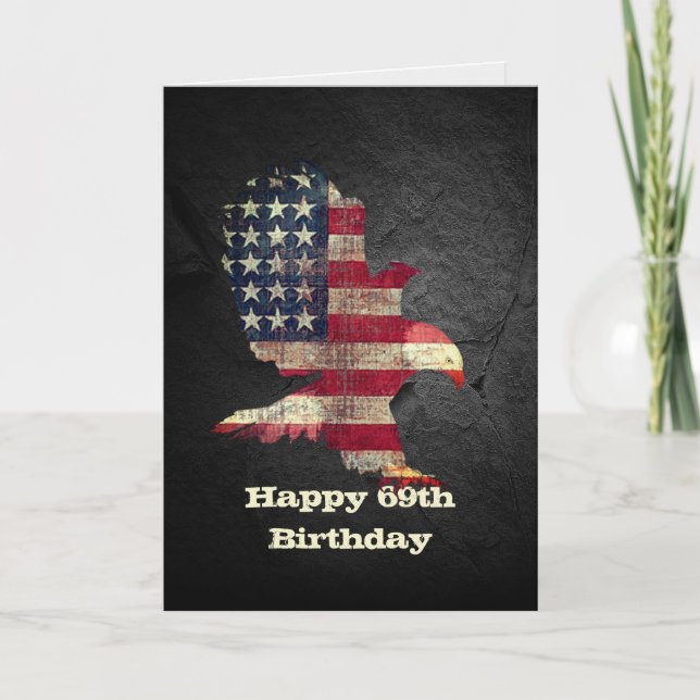 Flag and Bald Eagle for 69th Birthday  Card (Front)