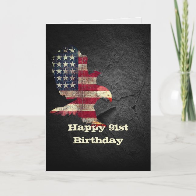 Flag and Bald Eagle for 91st Birthday    Card (Front)