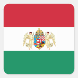 Flag and Coat of Arms - Hungary Square Sticker