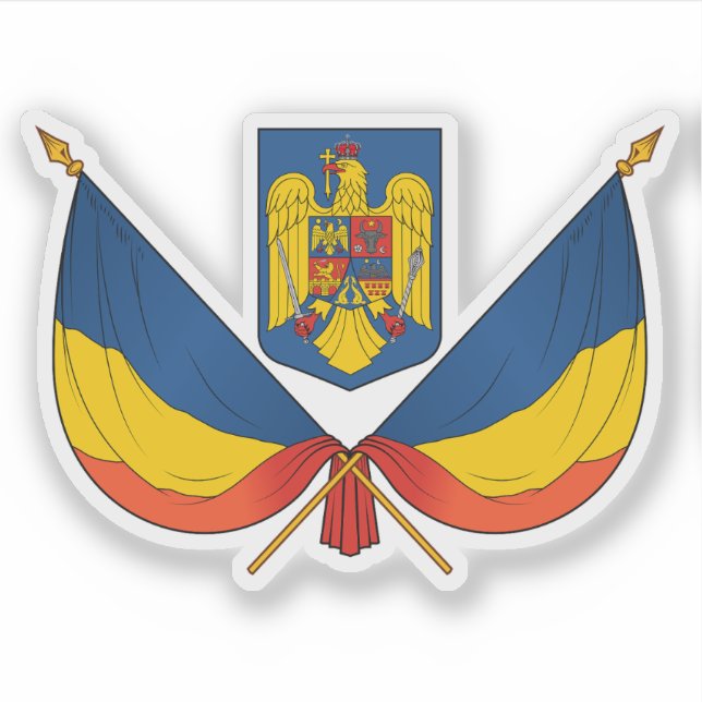 Flag and coat of arms of Romania (Front)