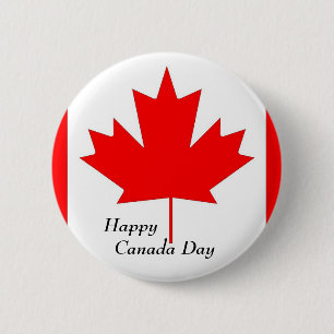 Flag and country pin. Canada red maple leaf flag. 6 Cm Round Badge
