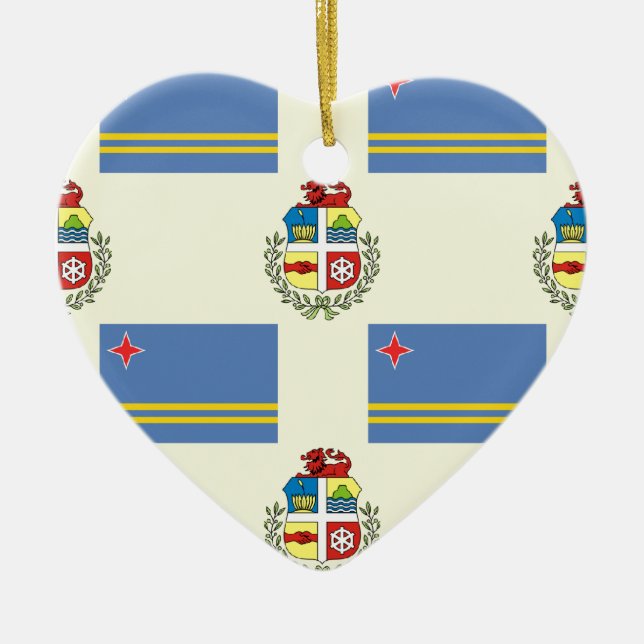 Flag and Crest of Aruba Ceramic Ornament (Front)