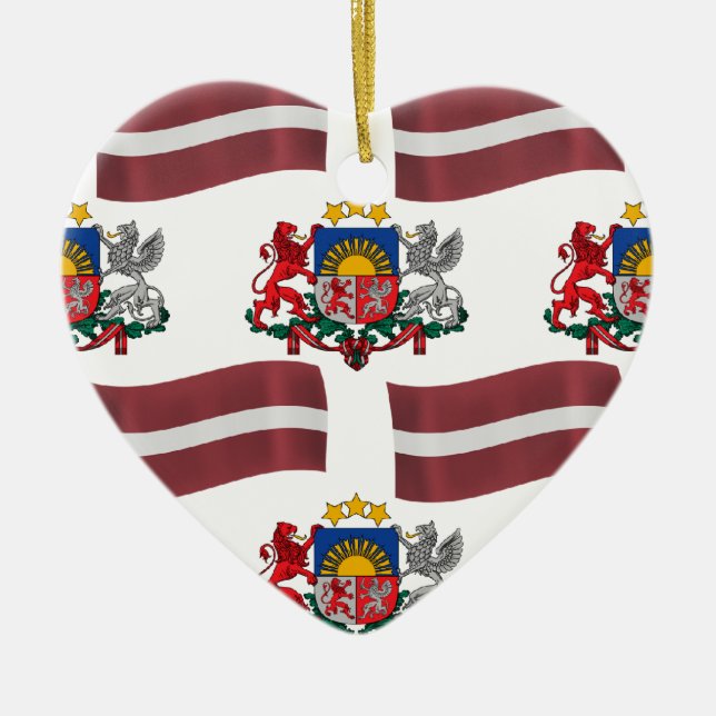 Flag and Crest of Latvia Ceramic Ornament (Front)