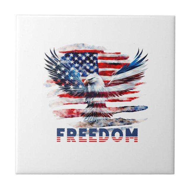 Flag and eagle of the United States.Freedom. Ceramic Tile (Front)