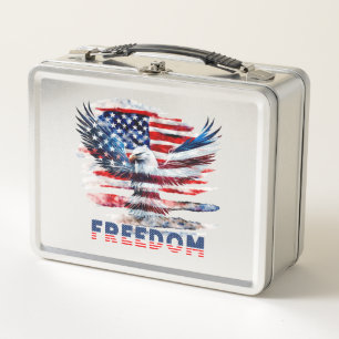 Flag and eagle of the United States.Freedom. Metal Lunch Box