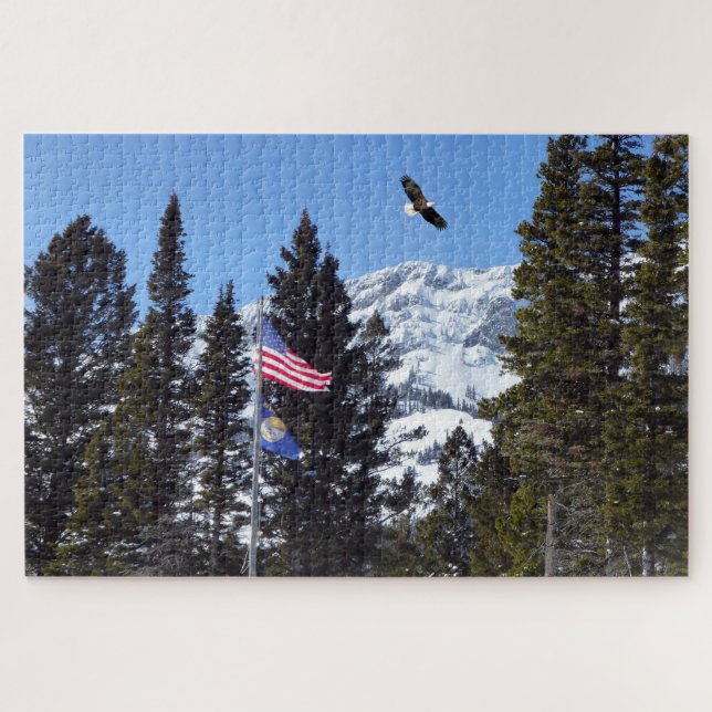 Flag and Eagle with Mountain in the background Jigsaw Puzzle (Horizontal)