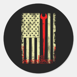 Flag And Ironworker Tools Ironworkers Classic Round Sticker