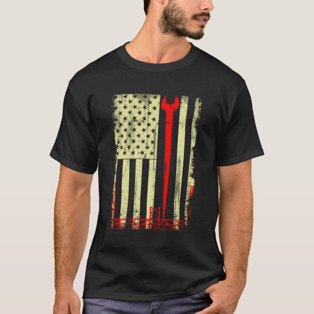 Flag And Ironworker Tools Ironworkers T-Shirt (Front)