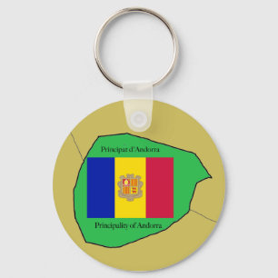 Flag and Map of Andorra Key Ring