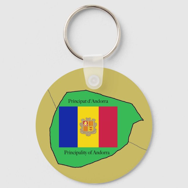 Flag and Map of Andorra Key Ring (Front)