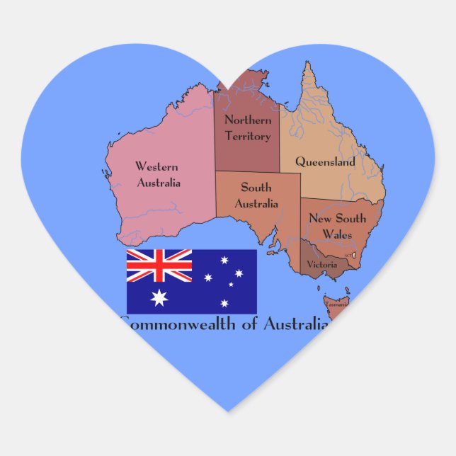 Flag and Map of Australia Heart Sticker (Front)
