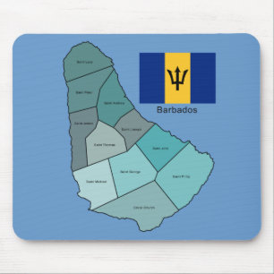 Flag and Map of Barbados Mouse Pad