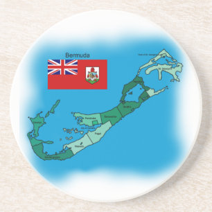 Flag and Map of Bermuda Coaster