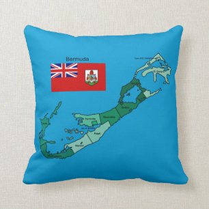 Flag and Map of Bermuda Cushion