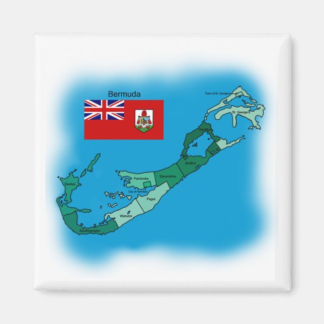 Flag and Map of Bermuda Magnet (Front)