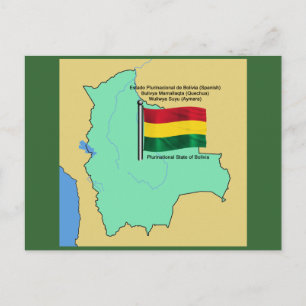 Flag and Map of Bolivia Postcard