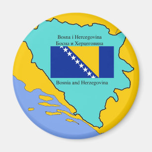 Flag and Map of Bosnia and Herzegovina Magnet