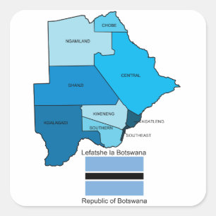 Flag and Map of Botswana Square Sticker