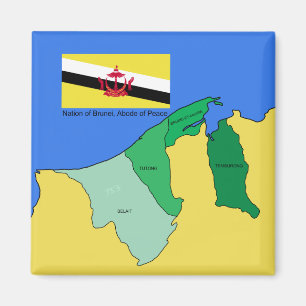 Flag and Map of Brunei Magnet